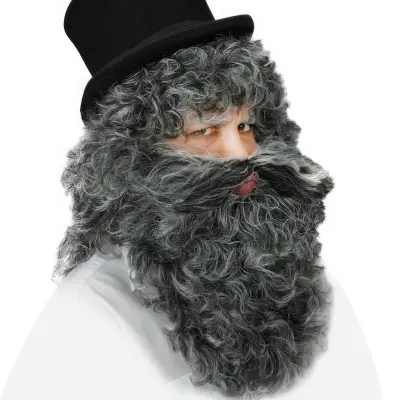 Gigantisk Peruk och Skägg Grå - One size