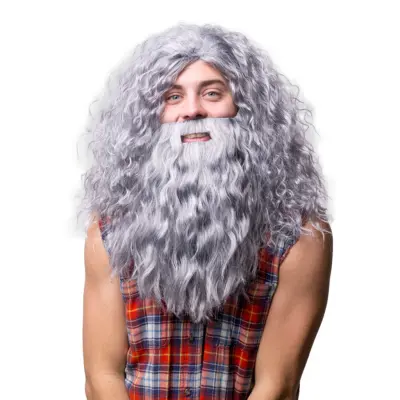 Hagrid med Skägg Grå Peruk - One size