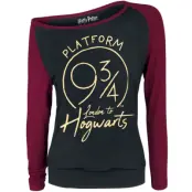 Harry Potter Långärmad tröja - Platform 9 3/4 - S - för Dam - svart/bordeaux