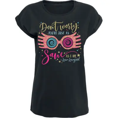 Harry Potter T-shirt - Don't Worry - Luna Lovegood - S M - för Dam - svart