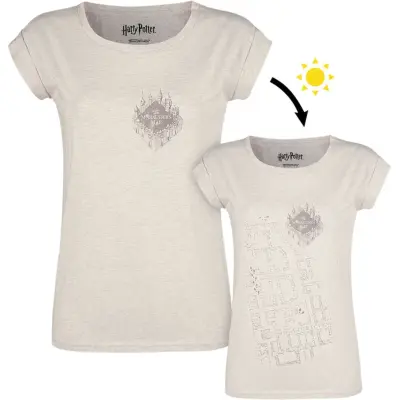 Harry Potter T-shirt - Marauders Map UV - S 4XL - för Dam - krämmelerad