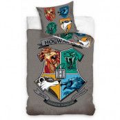 Harry Potter - Hogwarts Crest on Gray Duvet Set