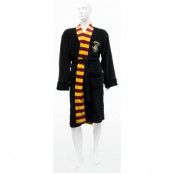 Harry Potter Hogwarts Mens Black Fleece Robe With Scarf Detail No Hood
