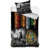 Harry Potter - Hogwarts with Crest and Houses Duvet Set - 160 x 200 cm