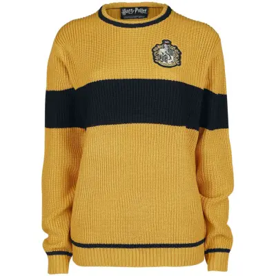 Harry Potter Stickad jumper - Hufflepuff - Quidditch - S XL - för Dam - gul/svart