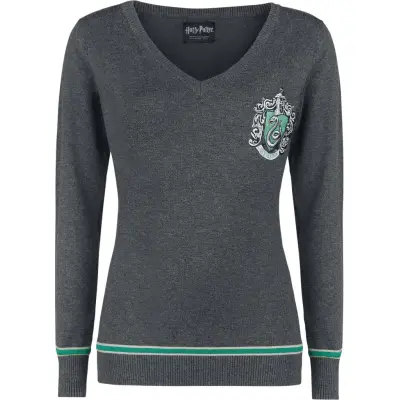 Harry Potter Stickad jumper - Slytherin - XS XXL - för Dam - gråmelerad