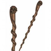 Bronsfärgad trollstav med orm och dödskalle 34 cm